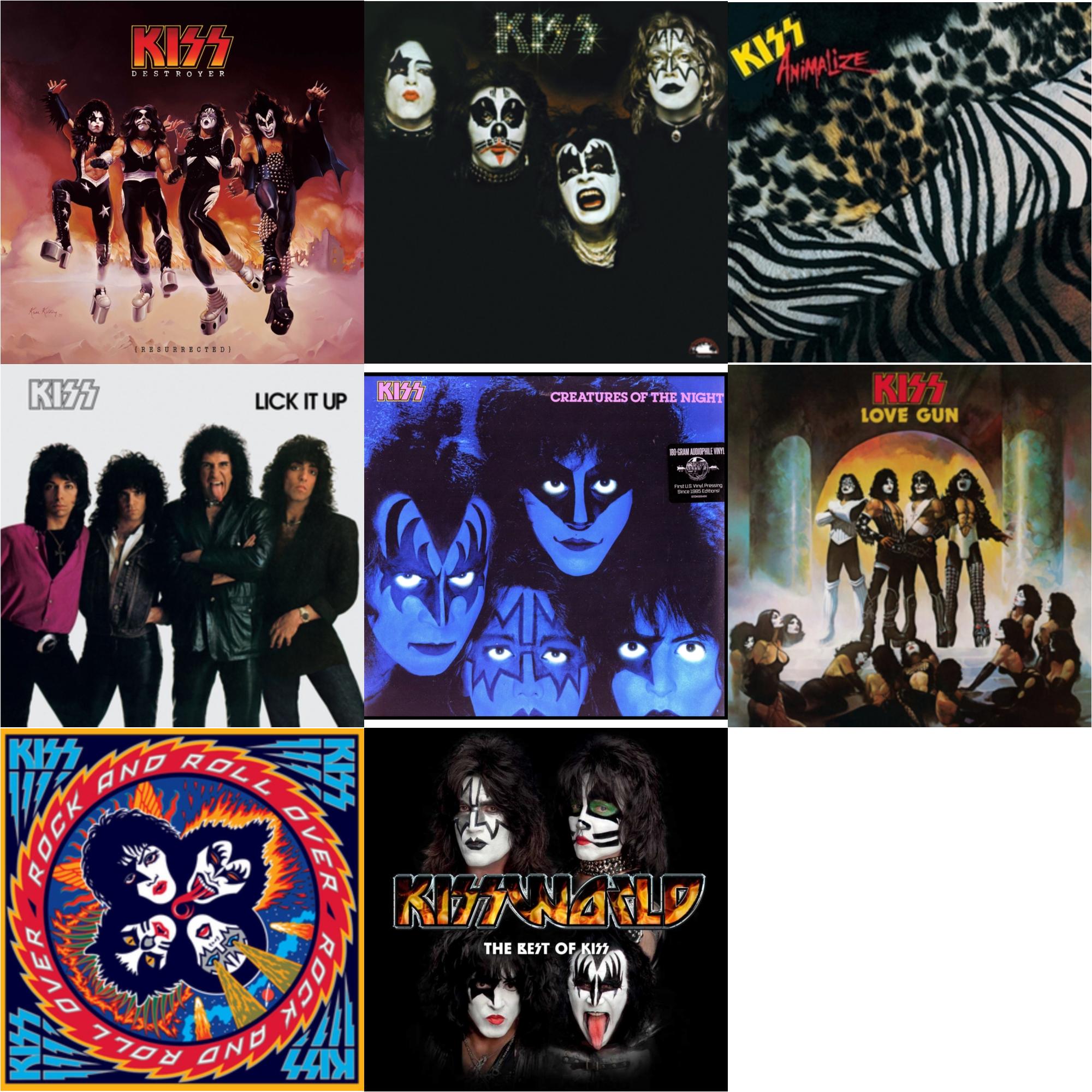 Destroyer (Resurrected) (Translucent Orange LP Vinyl) & Kiss & Animalize & Lick It Up & Creatures Of Night & Love Gun & Rock & Roll Over & Kissworld - The Best Of Kiss (2 LP)