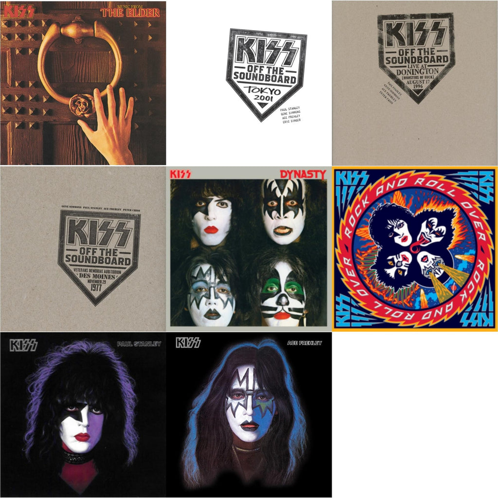Music From The Elder (Half-Speed Master/Clear LP Vinyl/180G) & Kiss Off The Soundboard: Tokyo 2001 (3LP) & Kiss Off The Soundboard: Donington 1996 (Live) (3LP) & Kiss Off The Soundboard: Live In Des Moines (2LP) & Dynasty & Rock & Roll Over