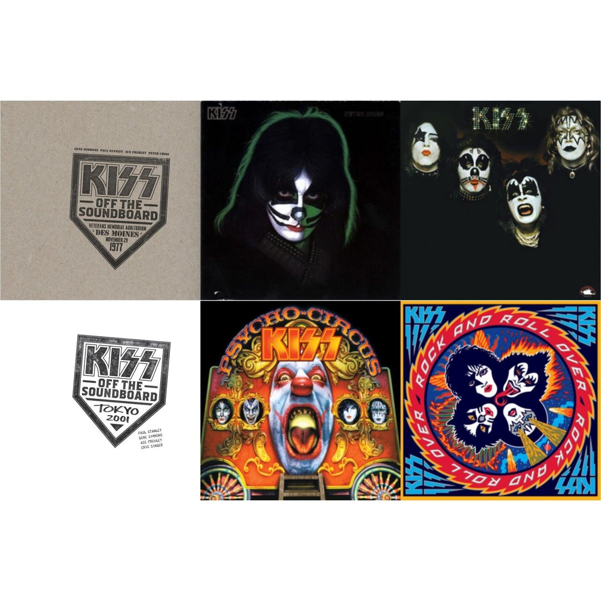 Kiss Off The Soundboard: Tokyo 2001 (3LP) & Kiss Off The Soundboard: Live In Des Moines (2LP) & Kiss & Psycho Circus & Rock & Roll Over & Peter Criss