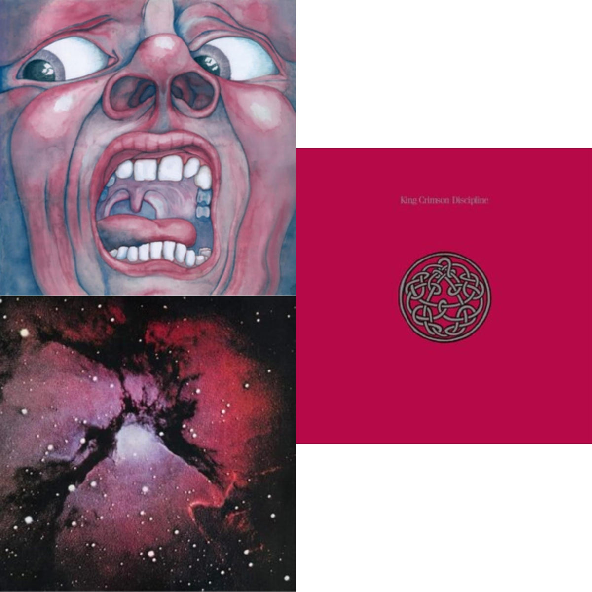 This is a 3 LP Vinyl SKU bundle.
1.This LP Vinyl is brand new.Format: LP VinylMusic Style: Prog RockThis item's title is: In The Court Of The Crimson King (200G)Artist: King CrimsonLabel: DGM/PANEGYRICBarcode: 633367911117Release Date: 10/18/2010
2.This LP Vinyl is brand new.