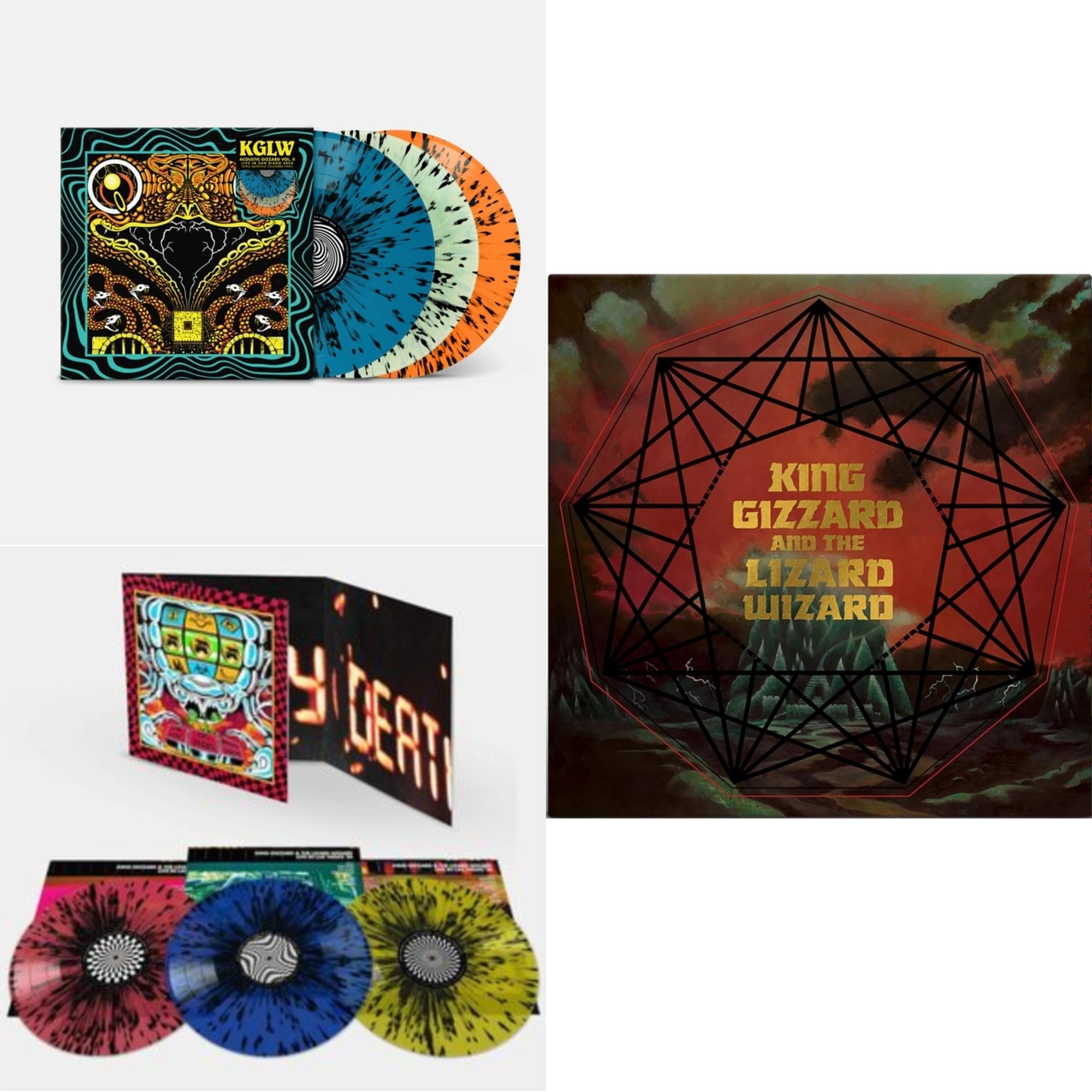 Acoustic Gizzard Vol. Ii - Live In San Diego '24 (Triple Gatefold/Splatter Vinyl/3LP) & King Gizzard - Live In Las Vegas 24 (Splatter LP Vinyl) & Nonagon Infinity (Alien Warp Drive Edition) (2LP/Coloured Vinyl)