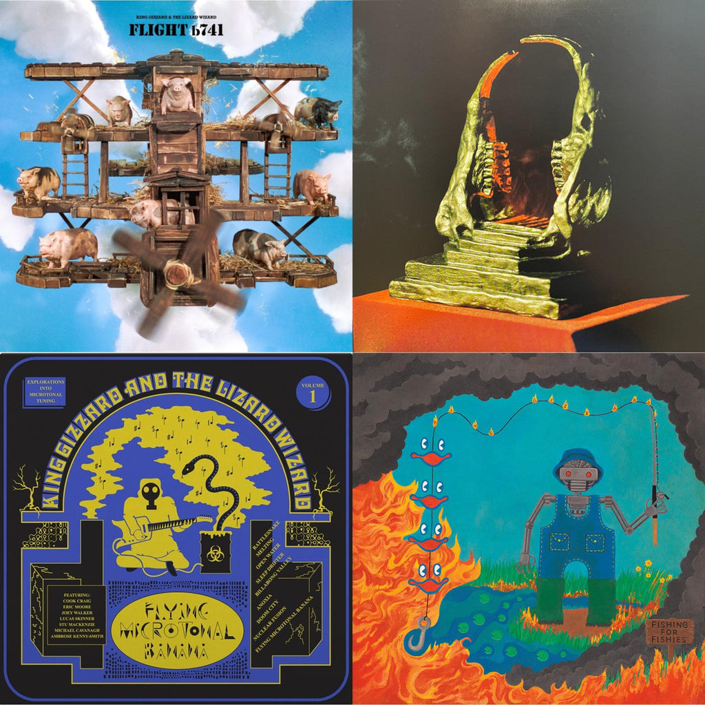 Flight B741 (Recycled Black LP Vinyl) & Infest The Rats' Nest (Red/Black LP Vinyl) & Flying Microtonal Banana (Randomly Colored Recycled LP Vinyl) & Fishing For Fishies (Oil Spill Edition LP Vinyl)