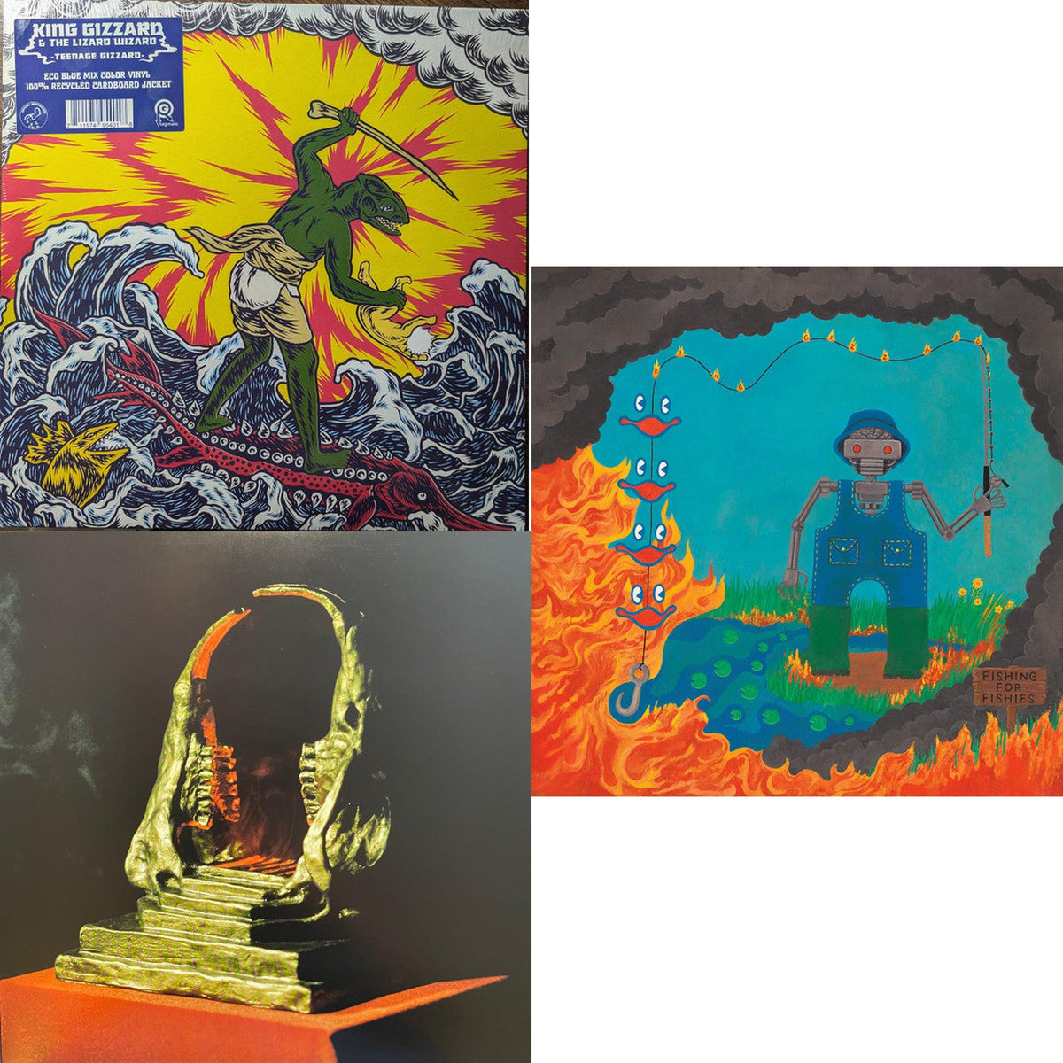 Teenage Gizzard (Blue Eco Mix LP Vinyl) & Infest The Rats' Nest (Red/Black LP Vinyl) & Fishing For Fishies (Oil Spill Edition LP Vinyl)