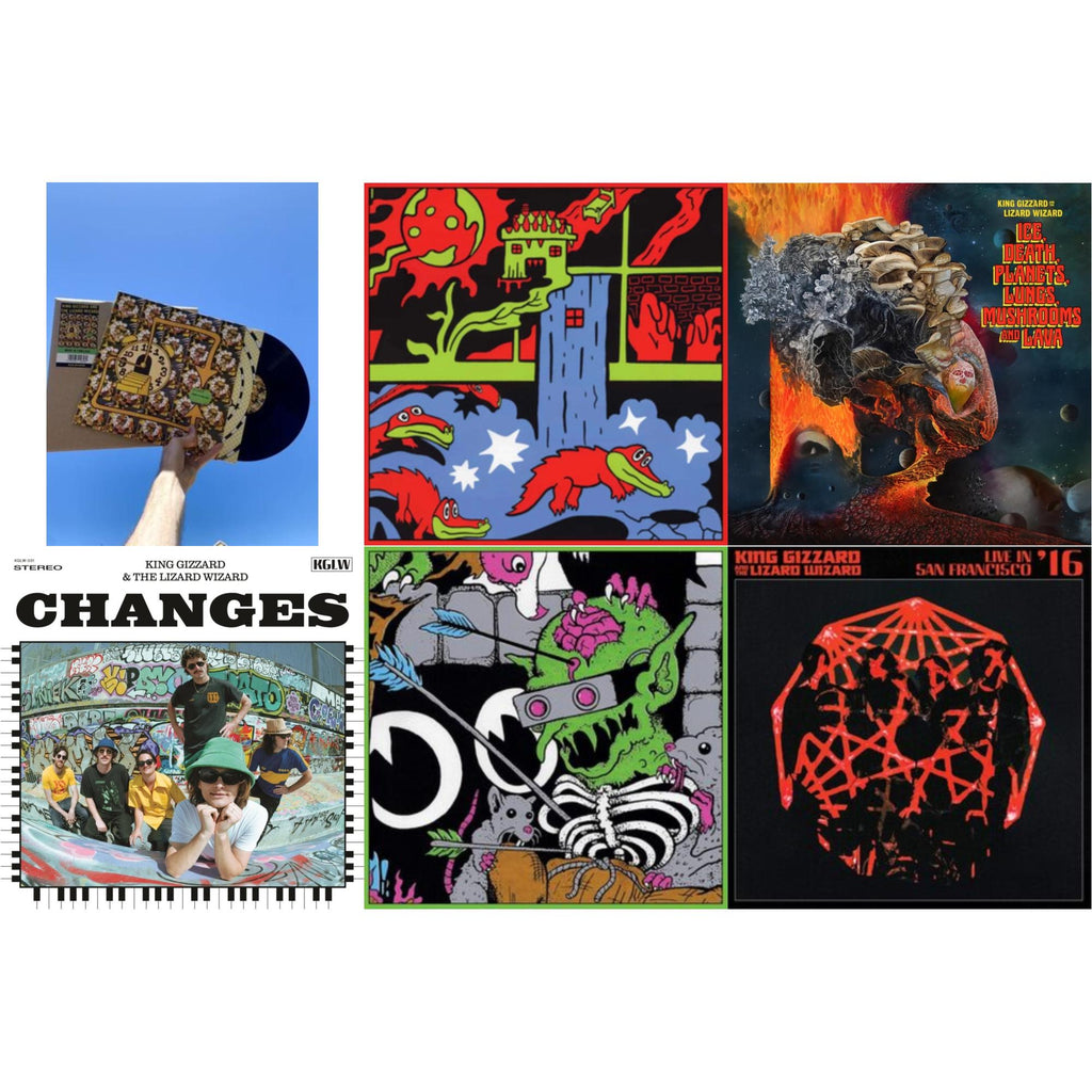 King Gizzard & The Lizard Wizard - Made In Timeland & Live In Paris '19 (Fuzz Club Official Bootleg) & Ice, Death, Planets, Lungs, Mushrooms & Lava (2LP/Recycled Black Wax Vinyl) & Changes (Recycled Black Wax LP Vinyl) & Live In Brussels '19