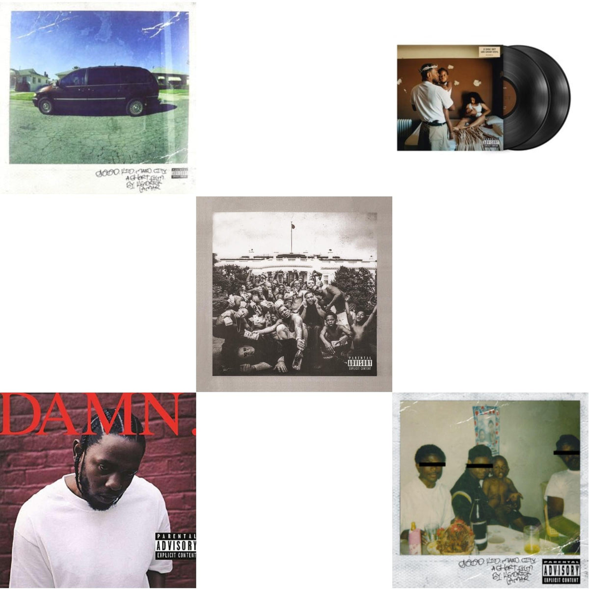 This is a 5 LP Vinyl SKU bundle.
1.This LP Vinyl is brand new.Format: LP VinylMusic Style: Post-PunkThis item's title is: Good Kid, M.A.A.D CityArtist: Kendrick LamarLabel: IGABarcode: 602537192267Release Date: 10/22/2012
2.This LP Vinyl is brand new.