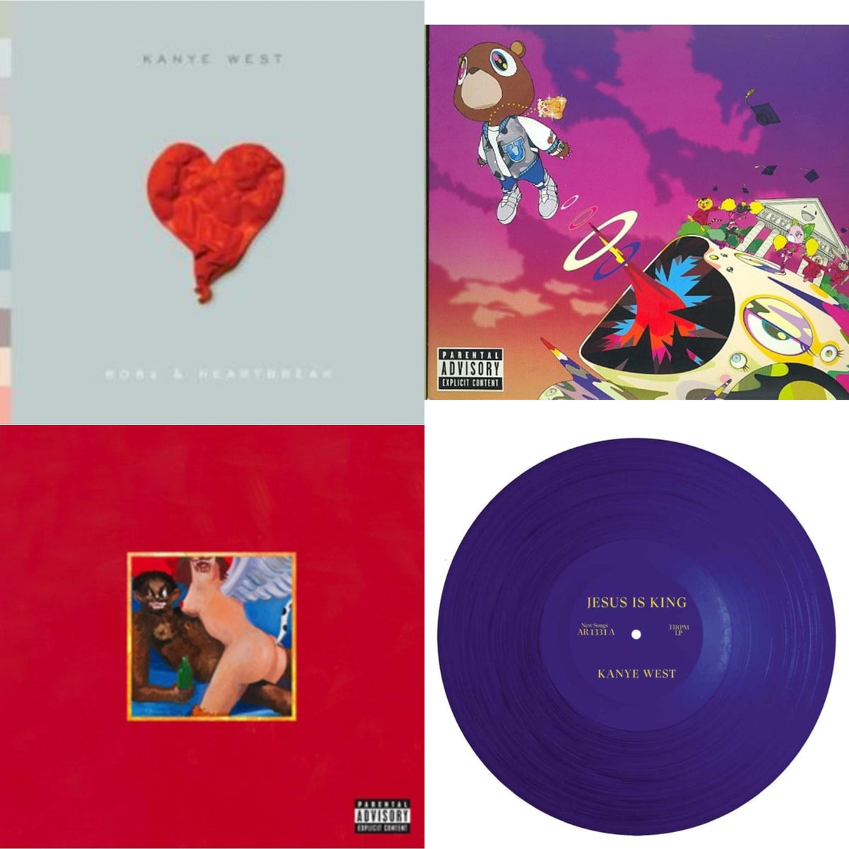 This is a 4 CD SKU bundle.
1.This CD is brand new.Format: CDMusic Style: ExperimentalThis item's title is: 808S & HeartbreakArtist: Kanye WestLabel: DEF JAMBarcode: 602517872790Release Date: 11/24/2008
2.This CD is brand new.