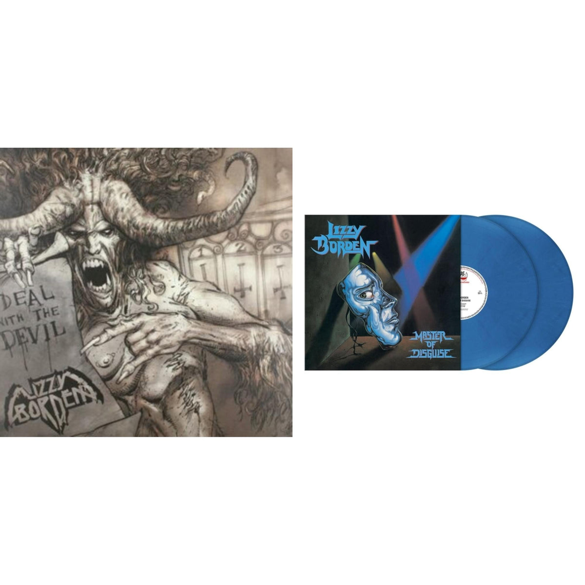 Lizzy Borden - Master Of Disguise (Sky Blue Marbled LP Vinyl) & Deal With The Devil (Clear W/ Warm Gray Marbled LP Vinyl)