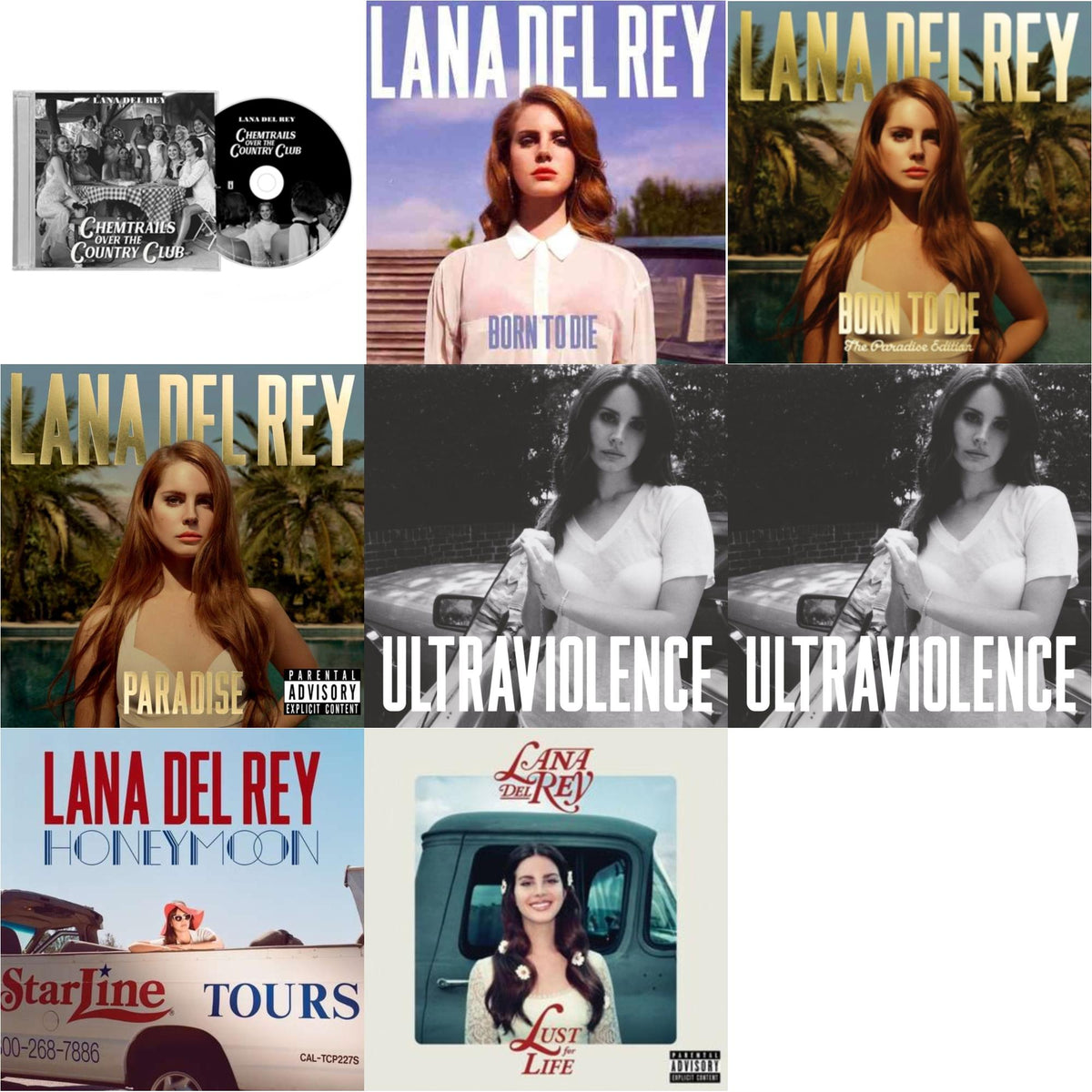 Chemtrails Over The Country Club & Born To Die & Born To Die (Paradise Edition) & Paradise & Ultraviolence & Ultraviolence & Honeymoon & Lust For Life