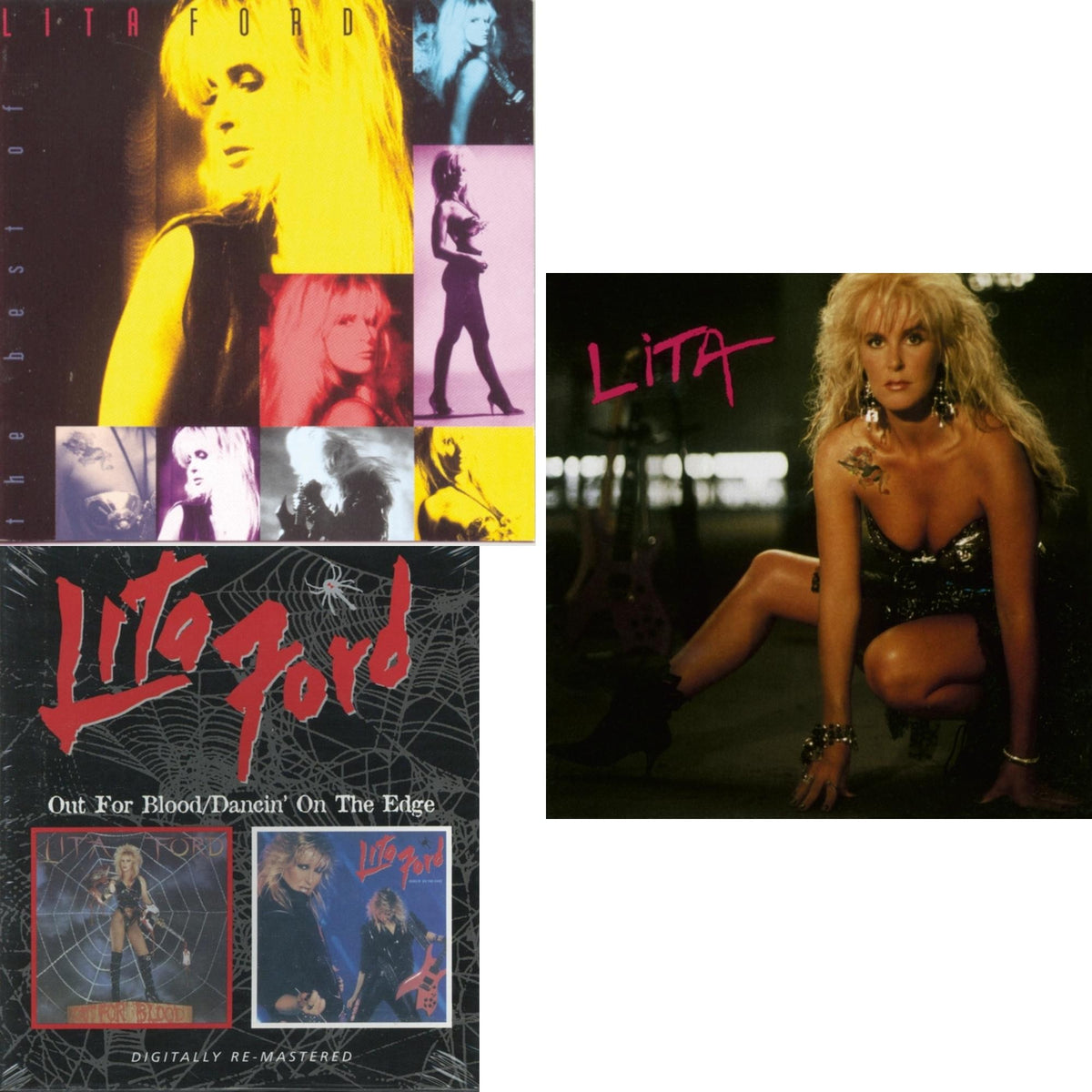 Lita Ford - Out For Blood / Dancin On The Edge (Remastered) & Lita & Best Of Lita Ford - CD Bundle