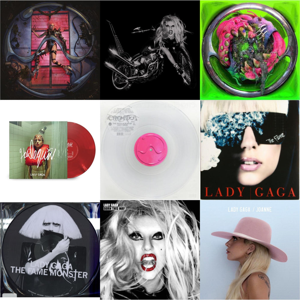 This is a 9 LP Vinyl SKU bundle.
1.This LP Vinyl is brand new.Format: LP VinylMusic Style: Dance-popThis item's title is: Chromatica (180G)Artist: Lady GagaLabel: INTERSCOPEBarcode: 602435824932Release Date: 6/25/2021
2.This LP Vinyl is brand new.