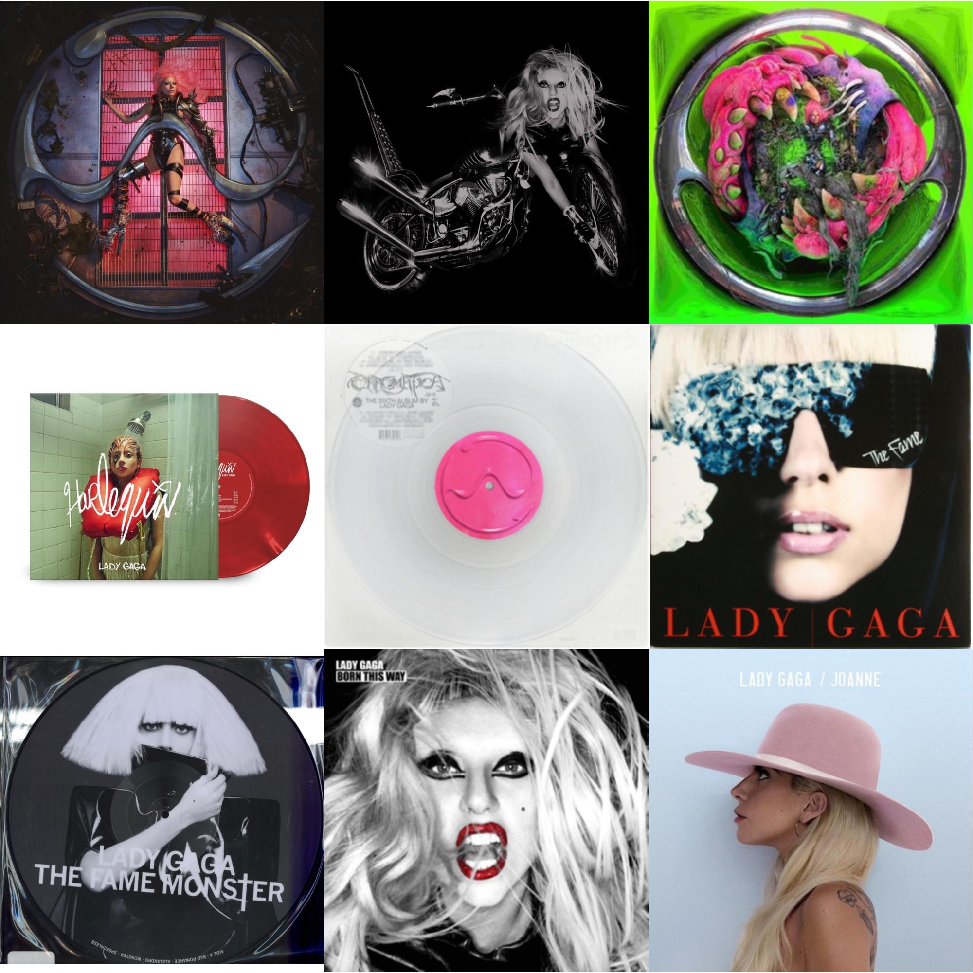 This is a 9 LP Vinyl SKU bundle.
1.This LP Vinyl is brand new.Format: LP VinylMusic Style: Dance-popThis item's title is: Chromatica (180G)Artist: Lady GagaLabel: INTERSCOPEBarcode: 602435824932Release Date: 6/25/2021
2.This LP Vinyl is brand new.