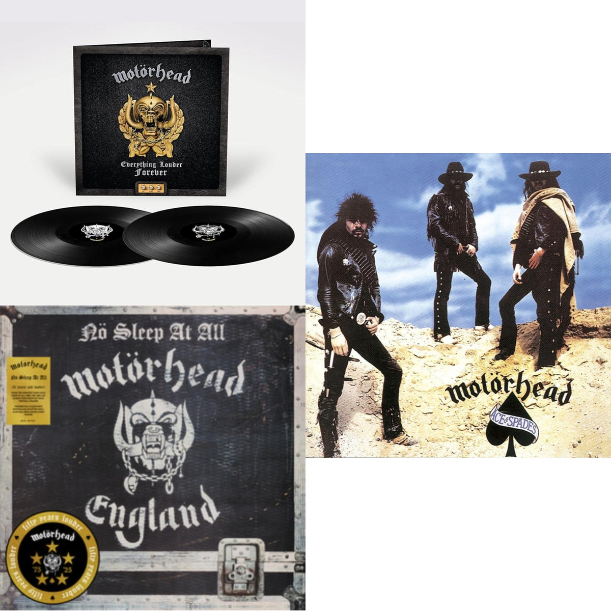 Everything Louder Forever - The Very Best Of (2LP) & No Sleep At All (50Th Anniversary) (Clear/Black-White Splatter LP Vinyl) & Ace Of Spades