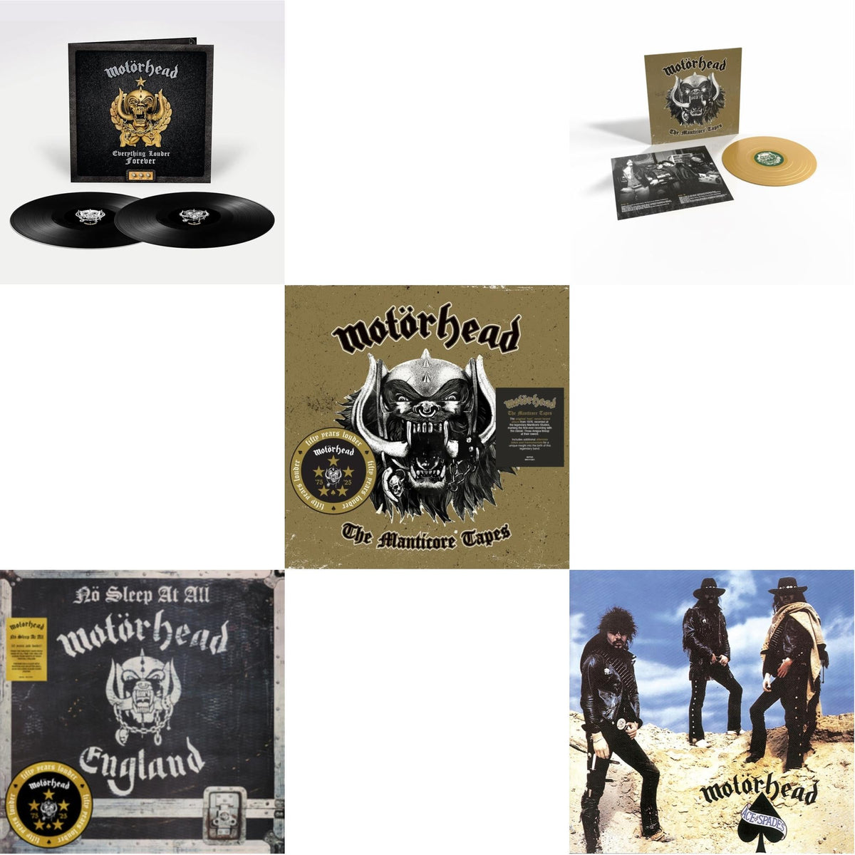 Everything Louder Forever - The Very Best Of (2LP) & No Sleep At All (50Th Anniversary) (Clear/Black-White Splatter LP Vinyl) & Manticore Tapes & Manticore Tapes (Gold LP Vinyl) & Ace Of Spades