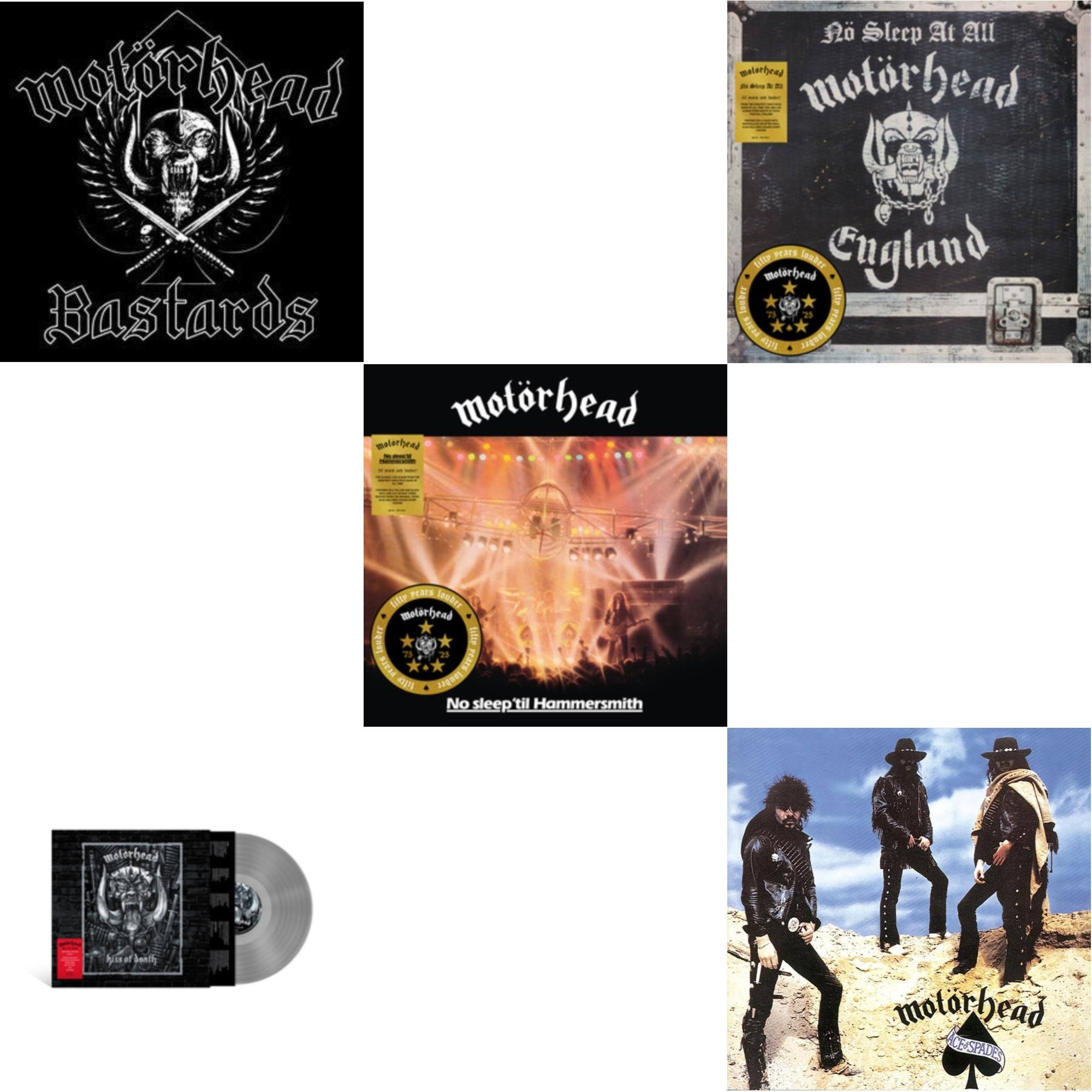 Bastards (Black/Red Splatter LP Vinyl) & Kiss Of Death & No Sleep Til Hammersmith (50Th Anniversary) (Yellow/Black LP Vinyl/Half-Speed) & No Sleep At All (50Th Anniversary) (Clear/Black-White Splatter LP Vinyl) & Ace Of Spades