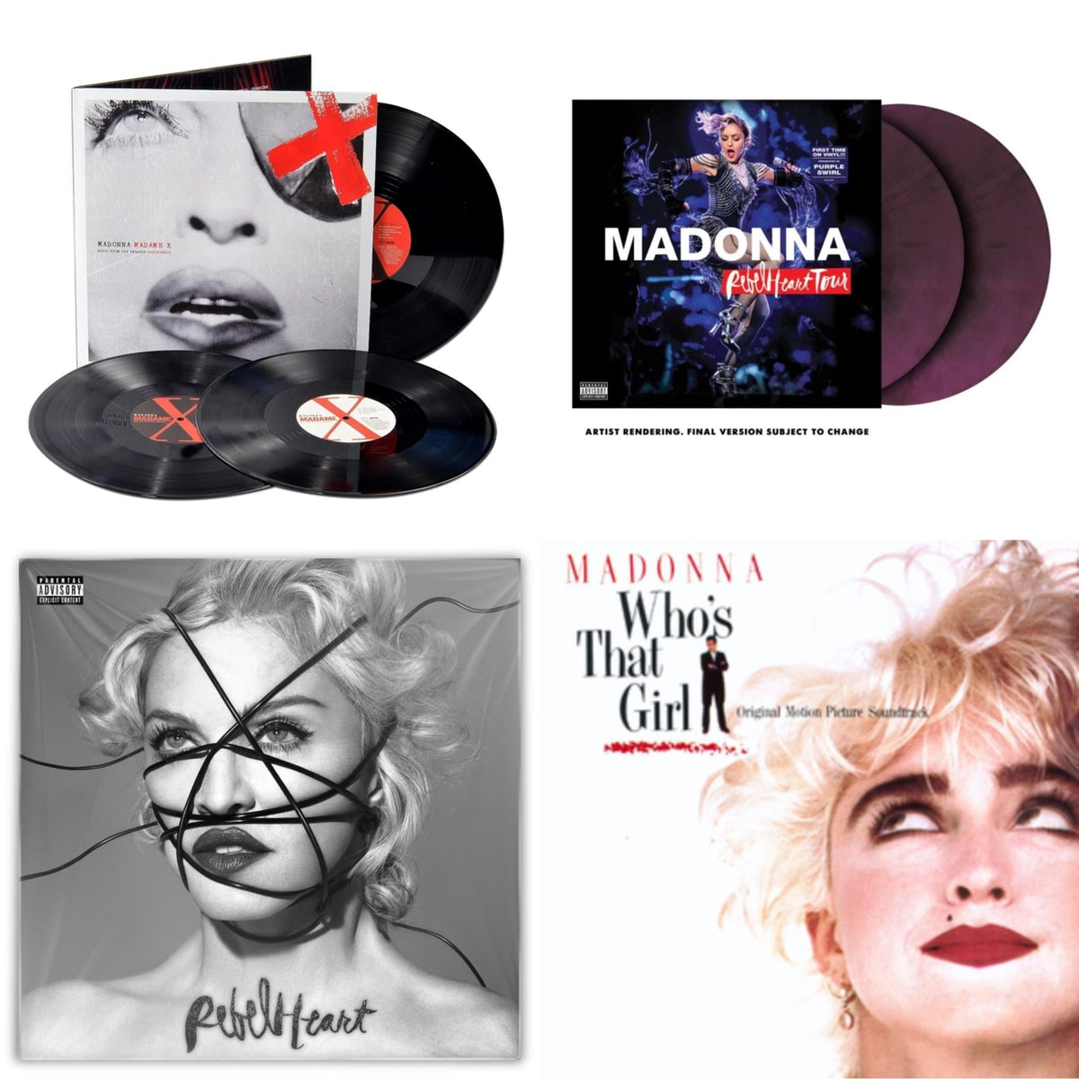 Rebel Heart Tour (X) (Purple Galaxy Swirl Vinyl/2LP) & Rebel Heart & Madame X (Live) (3LP) & Who's That Girl Ost (Back 2 The 80S) (I)