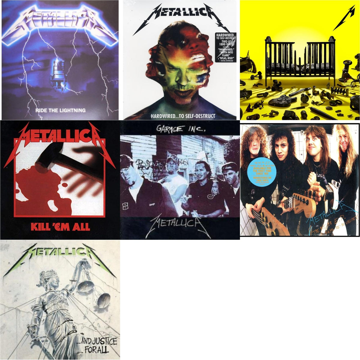 72 Seasons (2LP) & Garage Inc. & Kill Em All (180G) & Ride The Lightning (180G) & Hardwired To Self-Destruct (2LP/180G/Dl Card) & $5.98 Ep: Garage Days Re-Revisited (Remastered) & And Justice For All (Remastered)