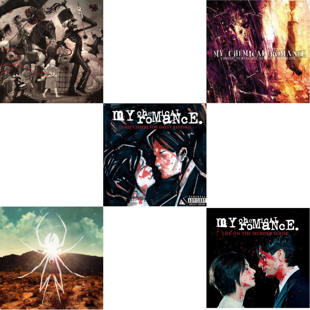 This is a 5 LP Vinyl SKU bundle.
1.This LP Vinyl is brand new.Format: LP VinylMusic Style: EmoThis item's title is: Black Parade (X) (Picture Disc)Artist: My Chemical RomanceLabel: REPRISEBarcode: 093624905585Release Date: 9/28/2018
2.This LP Vinyl is brand new.