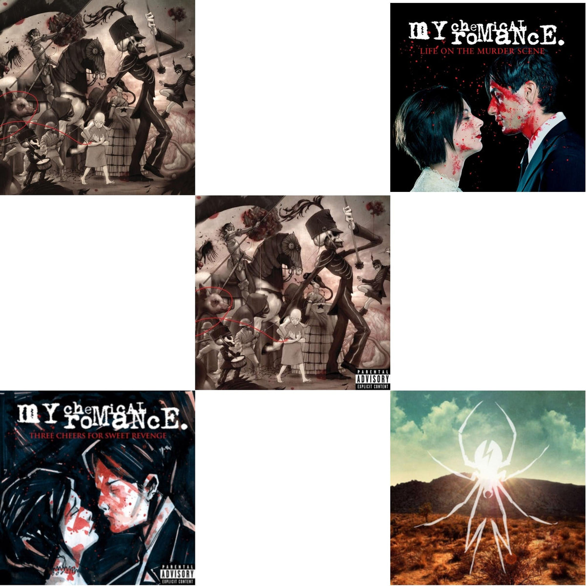 This is a 5 LP Vinyl SKU bundle.
1.This LP Vinyl is brand new.Format: LP VinylMusic Style: EmoThis item's title is: Black Parade (X) (Picture Disc)Artist: My Chemical RomanceLabel: REPRISEBarcode: 093624905585Release Date: 9/28/2018
2.This LP Vinyl is brand new.