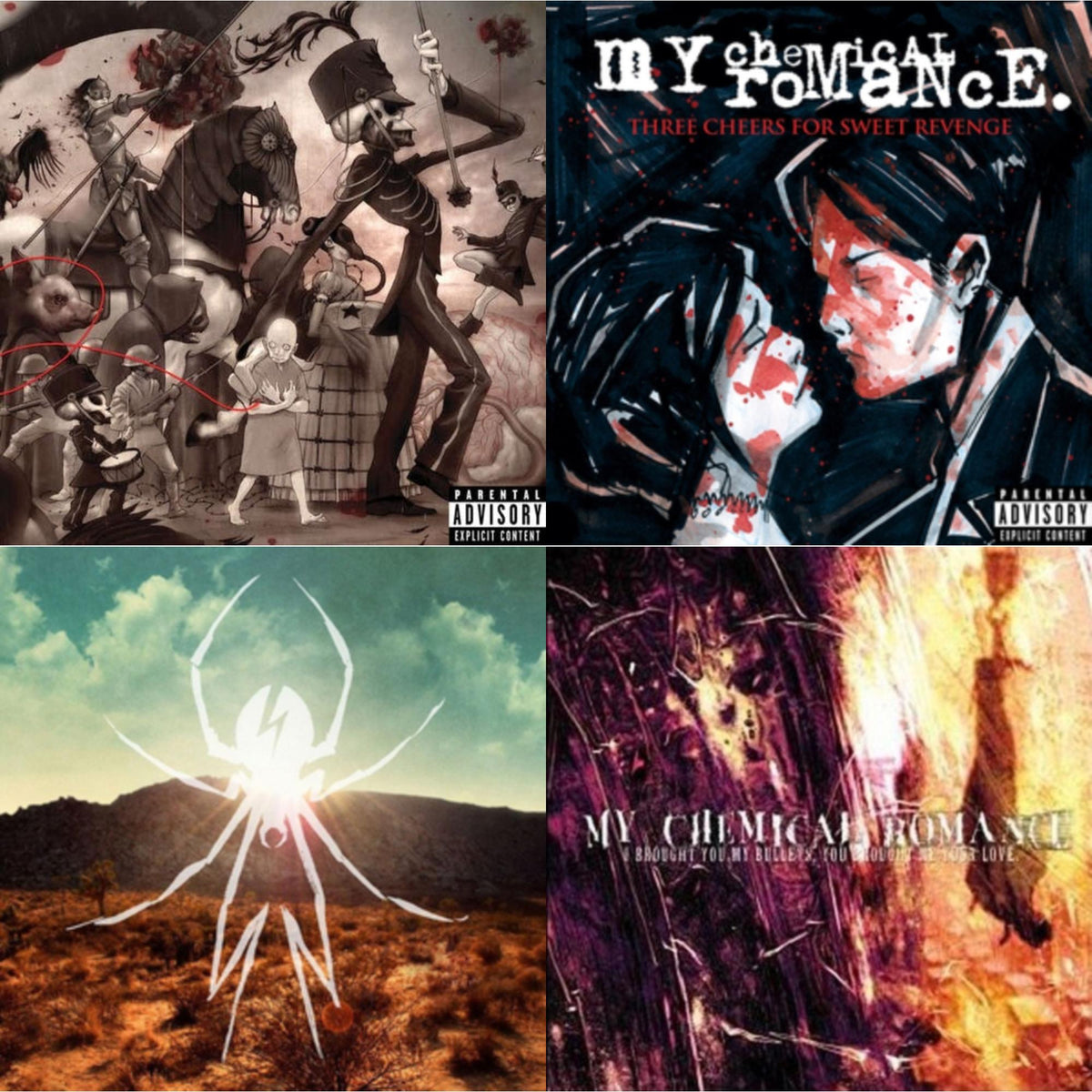 This is a 4 LP Vinyl SKU bundle.
1.This LP Vinyl is brand new.Format: LP VinylMusic Style: EmoThis item's title is: Black ParadeArtist: My Chemical RomanceLabel: REPRISEBarcode: 093624933595Release Date: 2/10/2015
2.This LP Vinyl is brand new.