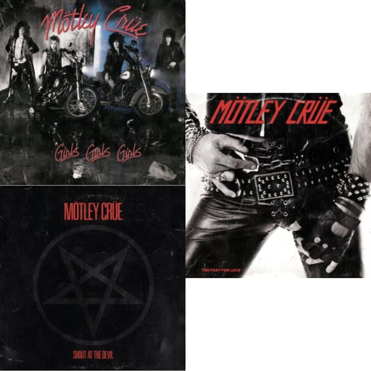 Motley Crue - Girls, Girls, Girls (X) (2021 Remaster) & Shout At The Devil & Too Fast For Love - LP Vinyl Bundle
