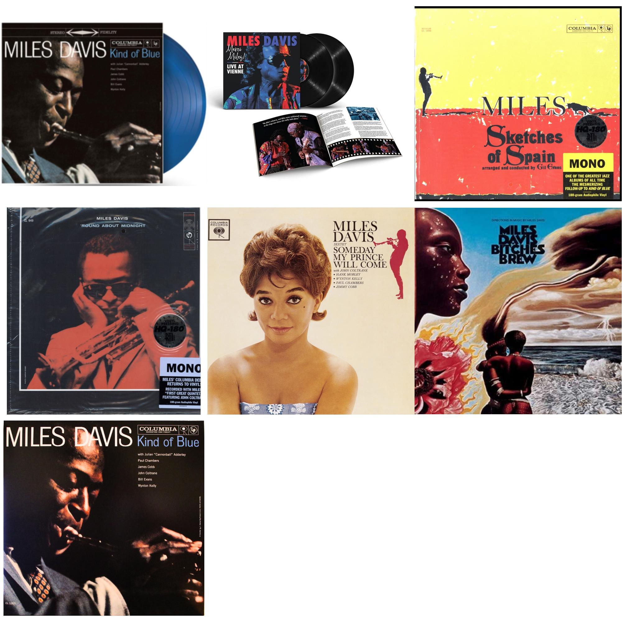 Kind Of Blue (Blue LP Vinyl/Dl Code) & Merci, Miles! Live At Vienne (2LP) & Sketches Of Spain (Mono) & Round About Midnight (180G/Mono) & Someday My Prince Will Come (180G) & Bitches Brew & Kind Of Blue (Mono)