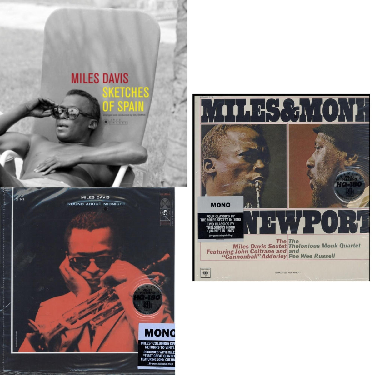 Sketches Of Spain (Limited Edition/Yellow LP Vinyl) & Round About Midnight (180G/Mono) & Miles & Monk At Newport (Mono)