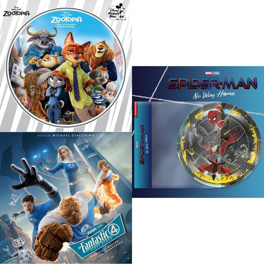 Music From Zootopia (Picture Disc) & Fantastic Four: First Steps (Ost) (Blue Marble/Orange Marble Vinyl/2LP) & Spider-Man: No Way Home Ost (Picture Disc LP Vinyl)
