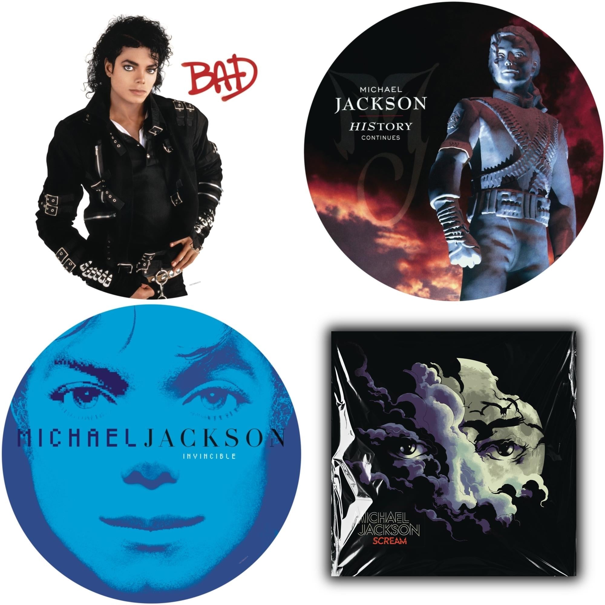 Bad (Picture Disc) & History: Continues (2LP/Picture Disc) & Invincible (2LP/Picture Disc) & Michael Jackson - Scream (2LP) (New LP Vinyl)
