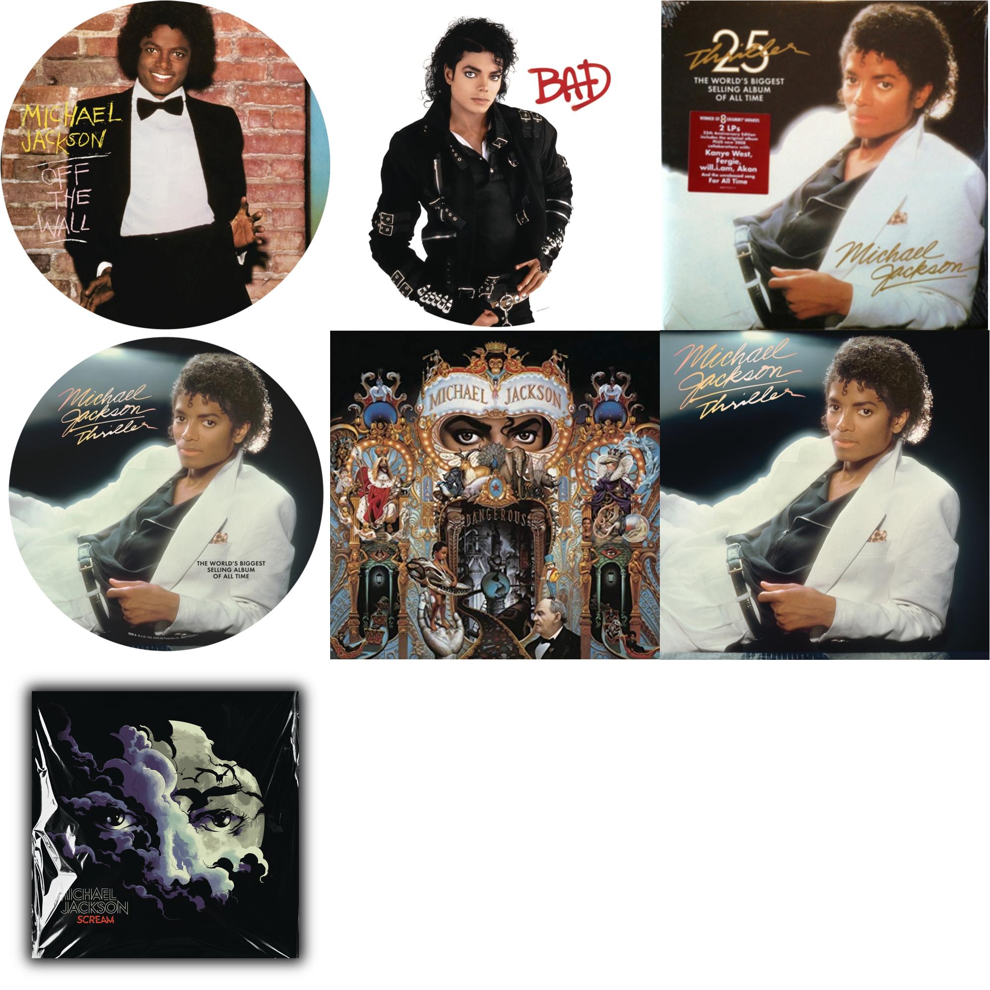Off The Wall (Picture Disc) & Bad (Picture Disc) & Thriller (25Th Anniversary Edition/2LP/180G/Gatefold) & Thriller (Picture Disc) & Dangerous (180G/2LP) & Thriller (140G/Gatefold) & Michael Jackson - Scream (2LP) (New LP Vinyl)