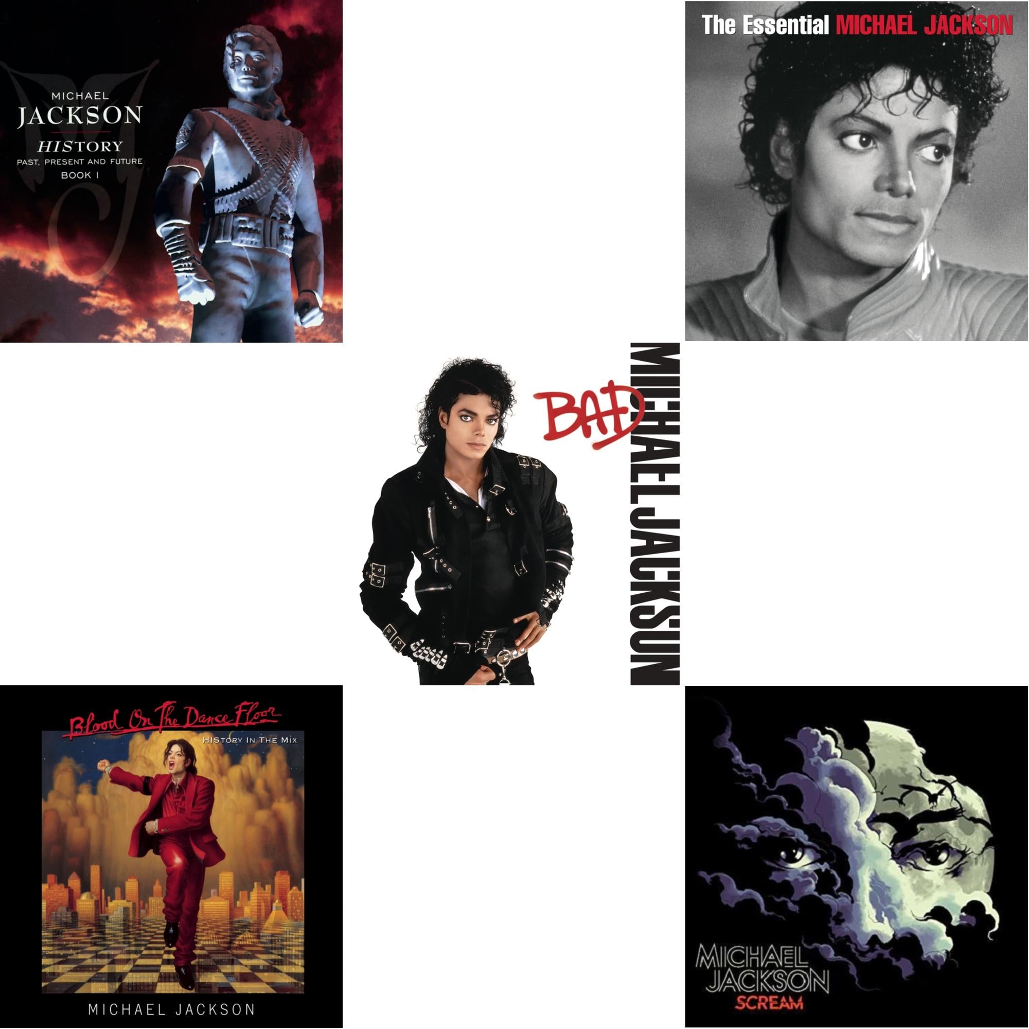 History: Past Present & Future Book 1 & Blood On The Dance Floor / History In The Mix & Bad & Essential Michael Jackson & Scream
