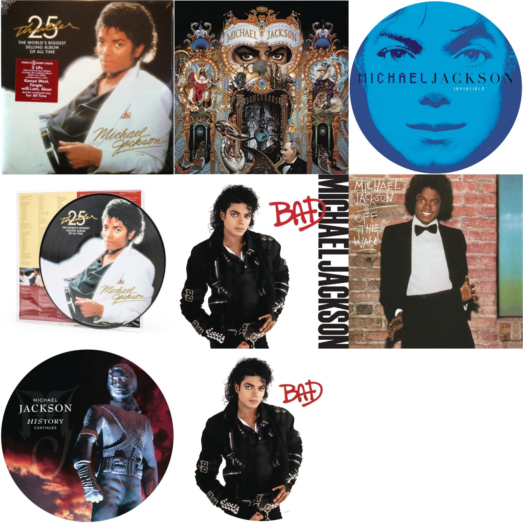 Bad (Picture Disc) & History: Continues (2LP/Picture Disc) & Invincible (2LP/Picture Disc) & Thriller (25Th Anniversary Edition/2LP/180G/Gatefold) & Thriller (Picture Disc) & Dangerous (180G/2LP) & Bad (140G/Gatefold) & Off The Wall (140G/Gatefold)