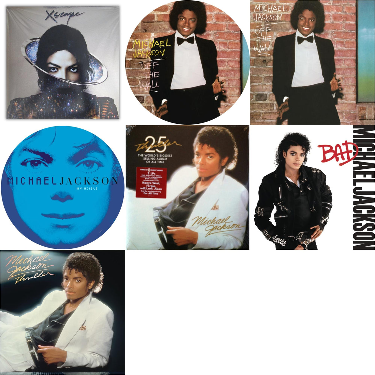 Michael Jackson - Off The Wall (Picture Disc) & Invincible (2LP/Picture Disc) & Thriller (25Th Anniversary Edition/2LP/180G/Gatefold) & Xscape & Thriller (140G/Gatefold) & Bad (140G/Gatefold) & Off The Wall (140G/Gatefold)