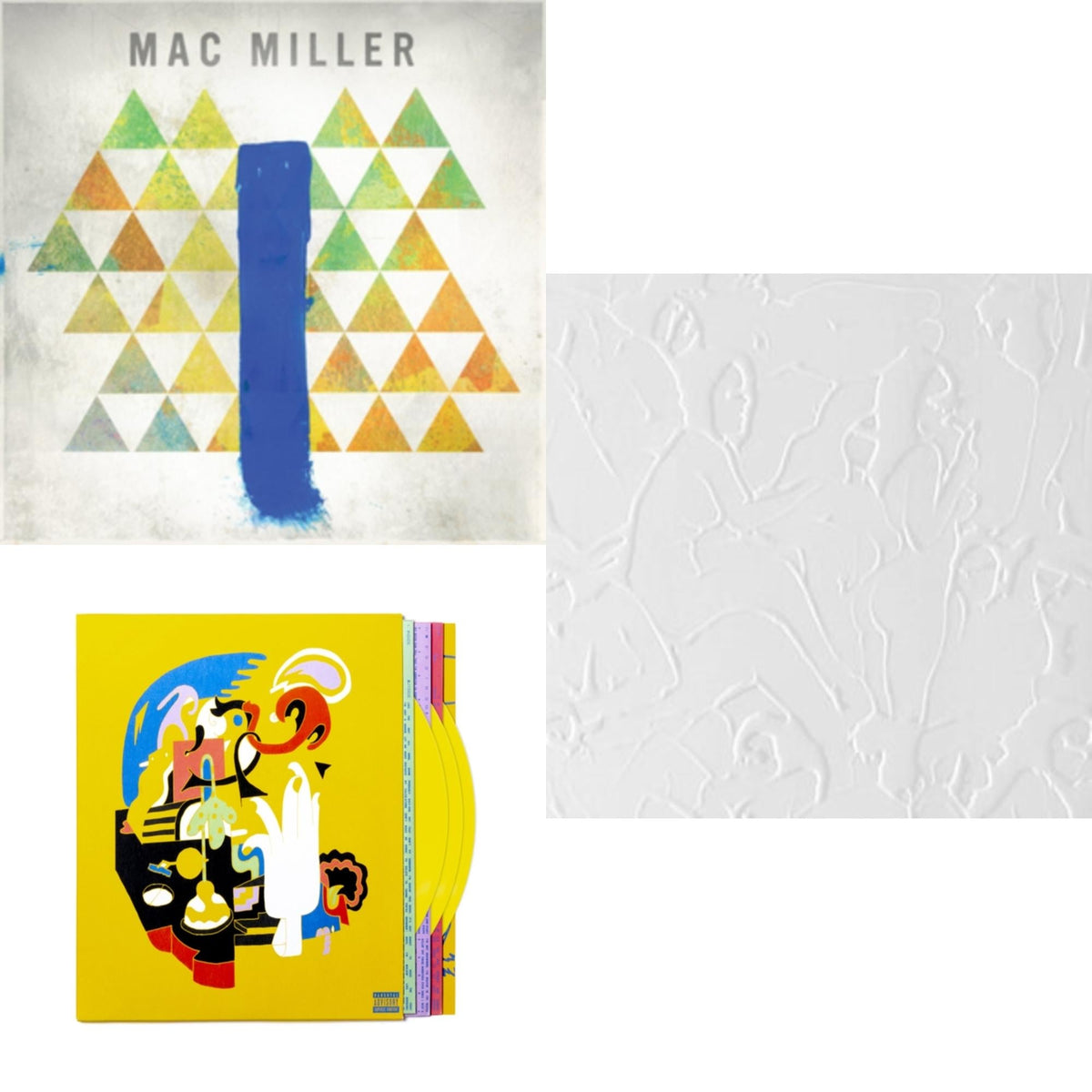 This is a 3 LP Vinyl SKU bundle.
1.This LP Vinyl is brand new.Format: LP VinylThis item's title is: Blue Slide ParkArtist: Mac MillerLabel: ROSTRUM RECORDSBarcode: 881034938428Release Date: 3/20/2012
2.This LP Vinyl is brand new.