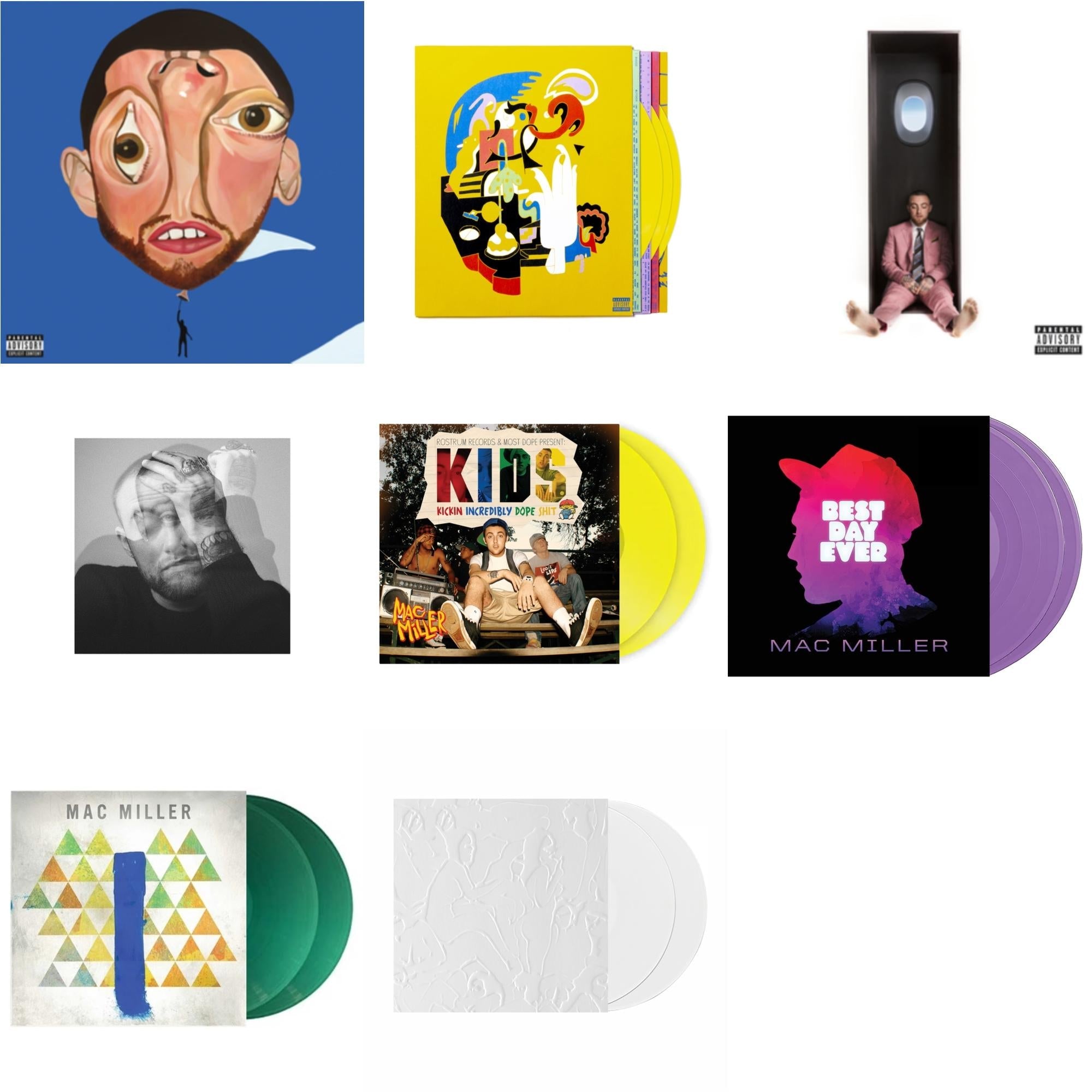 Balloonerism (2LP) & Faces (3LP/Yellow Vinyl) & Swimming (X) & Circles (2LP/Clear Vinyl) & K.I.D.S. (Translucent Yellow Vinyl/2LP) & Best Day Ever (Lavender Vinyl/2LP) & Blue Slide Park (Translucent Green Vinyl/2LP) & Macadelic (White Vinyl/2LP)