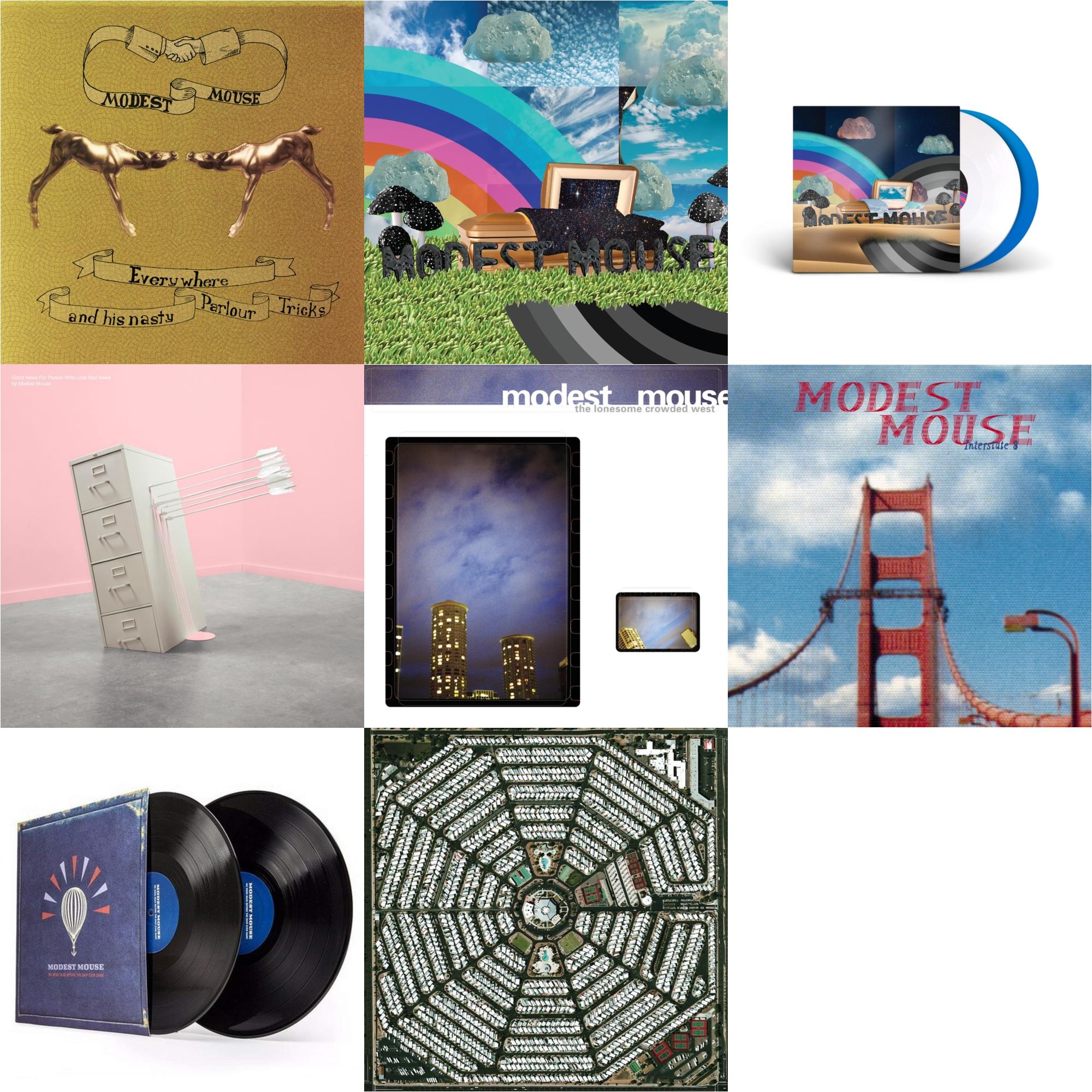 This is a 8 LP Vinyl SKU bundle.
1.This LP Vinyl is brand new.Format: LP VinylMusic Style: Indie RockThis item's title is: Everywhere & His Nasty Parlor Tricks (180G)Artist: Modest MouseLabel: EPICBarcode: 074646210413Release Date: 9/25/2001
2.This LP Vinyl is brand new.