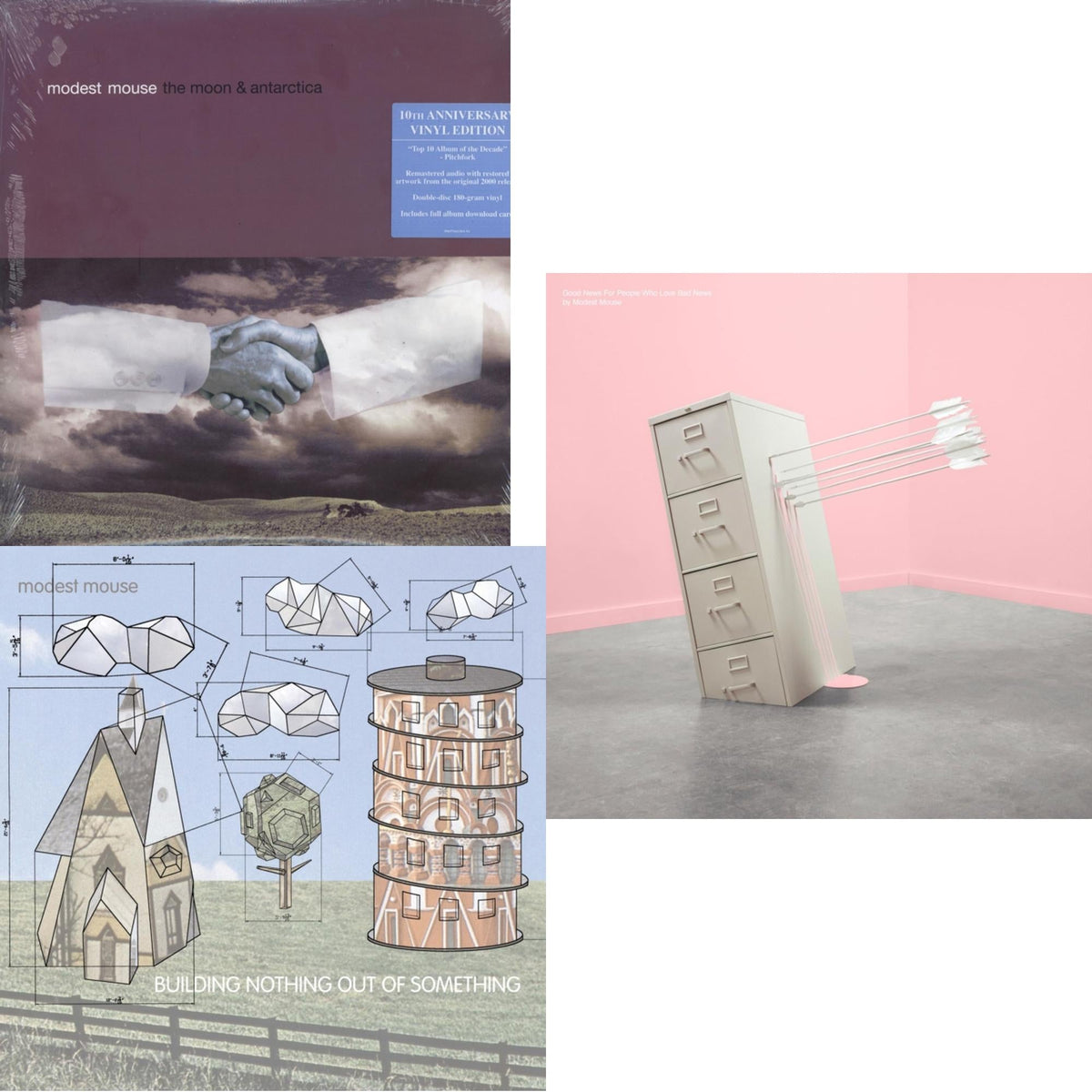 Good News For People Who Love Bad News (Deluxe) (2LP/Baby Pink & Spring Green Vinyl) & Building Nothing Out Of Something & Moon & Antarctica (2LP/Dl Card/180G/10Th Anniversary Edition)