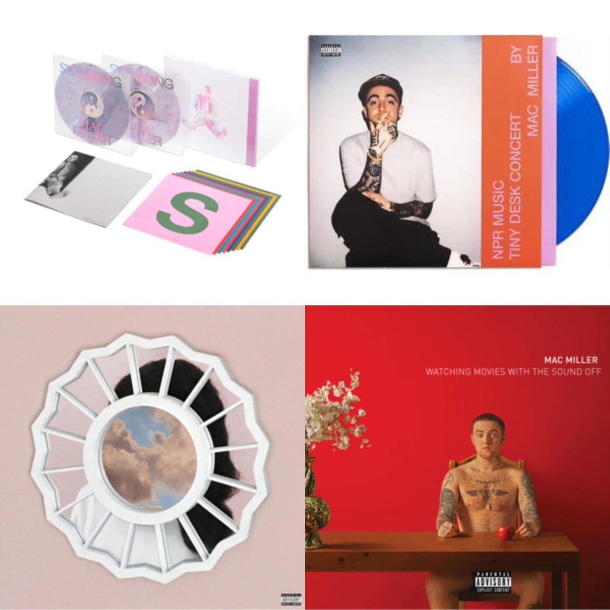 This is a 4 LP Vinyl SKU bundle.
1.This LP Vinyl is brand new.Format: LP VinylThis item's title is: Swimming (5 Year) (2LP/Milky Clear/Hot Pink/Sky Blue Marble Vinyl)Artist: Mac MillerLabel: WARNER RECORDSBarcode: 093624858614Release Date: 10/6/2023
2.This LP Vinyl is brand new.
