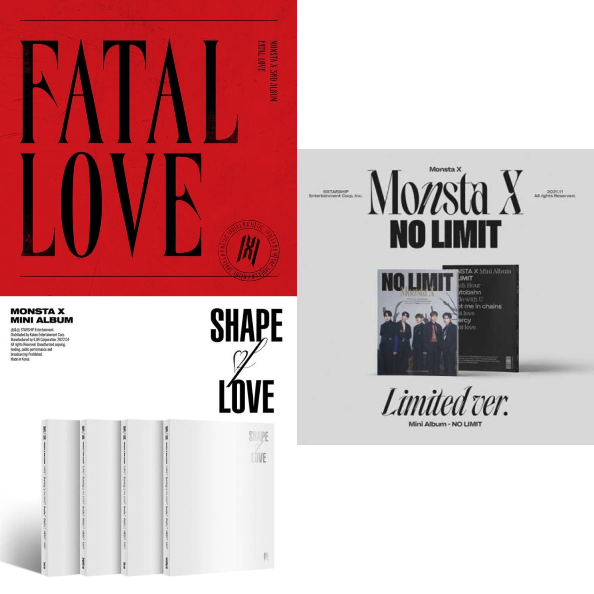 Monsta X - Fatal Love: Vol. 3 & No Limit (Limited Ver.) & Shape Of Love - CD Bundle