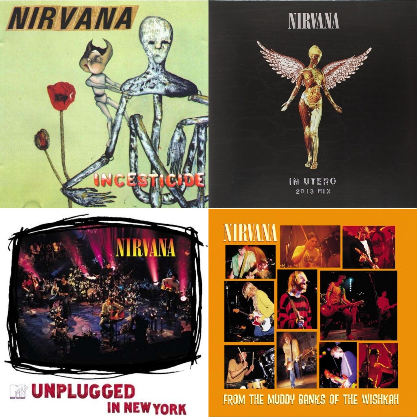 This is a 4 LP Vinyl SKU bundle.
1.This LP Vinyl is brand new.Format: LP VinylMusic Style: GrungeThis item's title is: Incesticide (20Th Anniversary 45RPM Edition)Artist: NirvanaLabel: GEFFENBarcode: 602537204830Release Date: 1/13/2017
2.This LP Vinyl is brand new.
