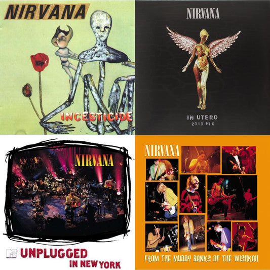 This is a 4 LP Vinyl SKU bundle.
1.This LP Vinyl is brand new.Format: LP VinylMusic Style: GrungeThis item's title is: Incesticide (20Th Anniversary 45RPM Edition)Artist: NirvanaLabel: GEFFENBarcode: 602537204830Release Date: 1/13/2017
2.This LP Vinyl is brand new.