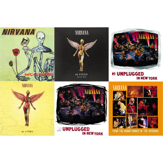 This is a 6 LP Vinyl SKU bundle.
1.This LP Vinyl is brand new.Format: LP VinylMusic Style: GrungeThis item's title is: Incesticide (20Th Anniversary 45RPM Edition)Artist: NirvanaLabel: GEFFENBarcode: 602537204830Release Date: 1/13/2017
2.This LP Vinyl is brand new.