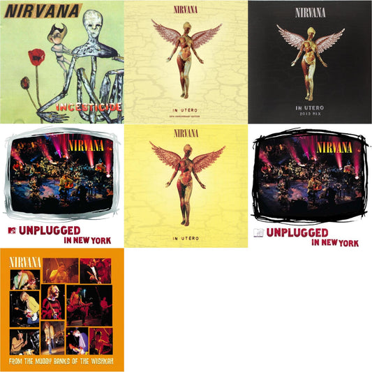 This is a 7 LP Vinyl SKU bundle.
1.This LP Vinyl is brand new.Format: LP VinylMusic Style: GrungeThis item's title is: Incesticide (20Th Anniversary 45RPM Edition)Artist: NirvanaLabel: GEFFENBarcode: 602537204830Release Date: 1/13/2017
2.This LP Vinyl is brand new.