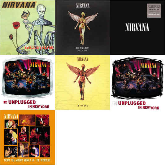 This is a 7 LP Vinyl SKU bundle.
1.This LP Vinyl is brand new.Format: LP VinylMusic Style: GrungeThis item's title is: Incesticide (20Th Anniversary 45RPM Edition)Artist: NirvanaLabel: GEFFENBarcode: 602537204830Release Date: 1/13/2017
2.This LP Vinyl is brand new.