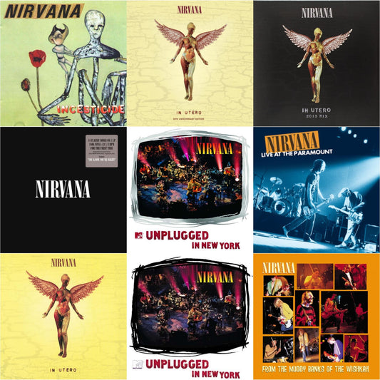 This is a 9 LP Vinyl SKU bundle.
1.This LP Vinyl is brand new.Format: LP VinylMusic Style: GrungeThis item's title is: Incesticide (20Th Anniversary 45RPM Edition)Artist: NirvanaLabel: GEFFENBarcode: 602537204830Release Date: 1/13/2017
2.This LP Vinyl is brand new.