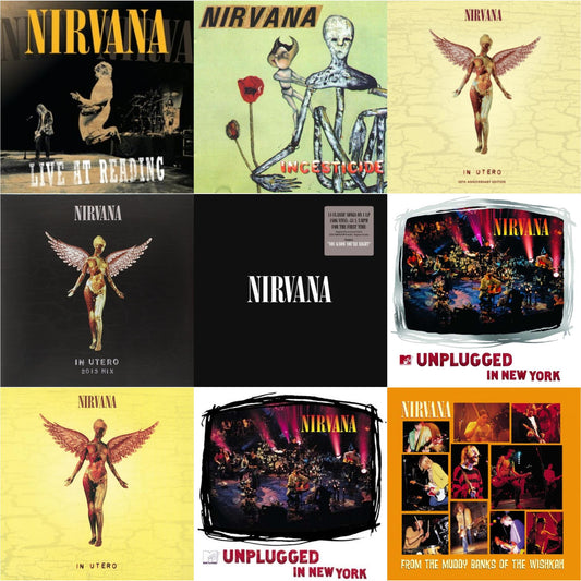 This is a 9 LP Vinyl SKU bundle.
1.This LP Vinyl is brand new.Format: LP VinylMusic Style: EurodanceThis item's title is: Live At ReadingArtist: NirvanaLabel: GEFFENBarcode: 602527212173Release Date: 12/21/2009
2.This LP Vinyl is brand new.