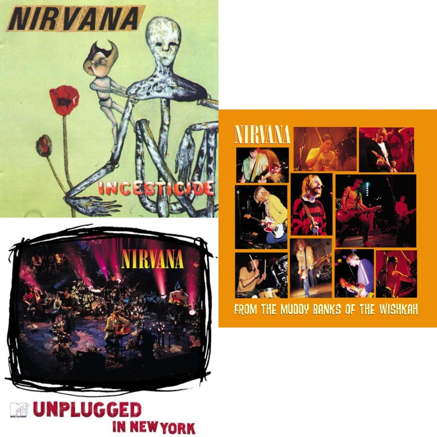 This is a 3 LP Vinyl SKU bundle.
1.This LP Vinyl is brand new.Format: LP VinylMusic Style: GrungeThis item's title is: Incesticide (20Th Anniversary 45RPM Edition)Artist: NirvanaLabel: GEFFENBarcode: 602537204830Release Date: 1/13/2017
2.This LP Vinyl is brand new.