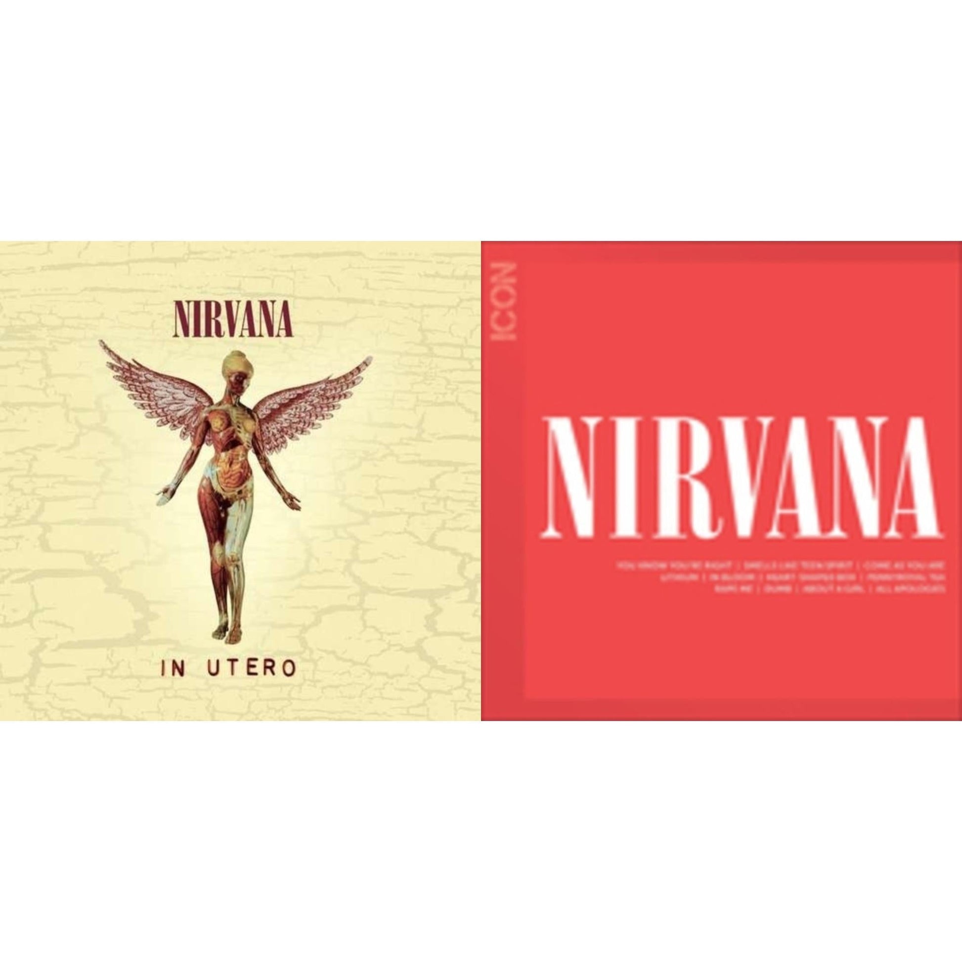 This is a 2 CD SKU bundle.
1.This CD is brand new.Format: CDMusic Style: GrungeThis item's title is: IconArtist: NirvanaLabel: GEFFENBarcode: 602527473260Release Date: 8/31/2010
2.This CD is brand new.