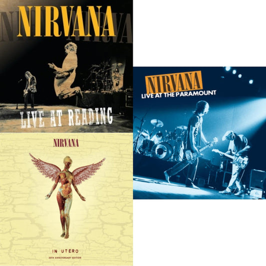 This is a 3 LP Vinyl SKU bundle.
1.This LP Vinyl is brand new.Format: LP VinylMusic Style: EurodanceThis item's title is: Live At ReadingArtist: NirvanaLabel: GEFFENBarcode: 602527212173Release Date: 12/21/2009
2.This LP Vinyl is brand new.