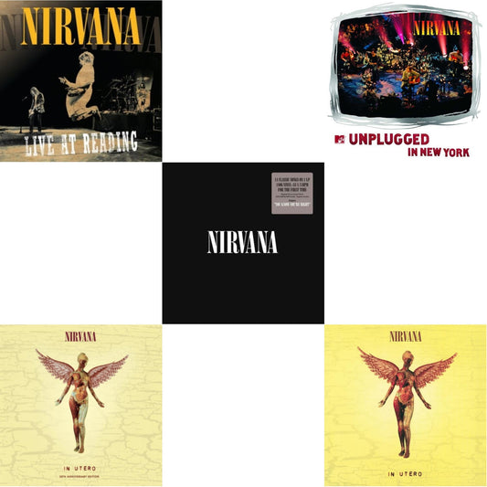 This is a 5 LP Vinyl SKU bundle.
1.This LP Vinyl is brand new.Format: LP VinylMusic Style: EurodanceThis item's title is: Live At ReadingArtist: NirvanaLabel: GEFFENBarcode: 602527212173Release Date: 12/21/2009
2.This LP Vinyl is brand new.