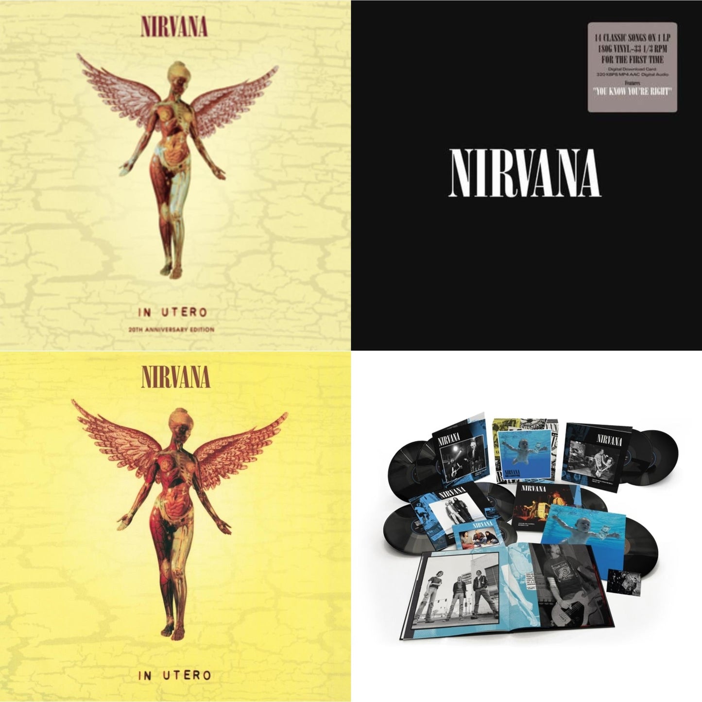 This is a 4 LP Vinyl SKU bundle.
1.This LP Vinyl is brand new.Format: LP VinylMusic Style: Alternative RockThis item's title is: Nevermind (30Th Anniversary/Super Deluxe/8LP/7Inch)Artist: NirvanaLabel: GEFFENBarcode: 602435979861Release Date: 5/27/2022
2.This LP Vinyl is brand new.